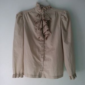 Vintage Rhonda Lee ivory blouse ruffles sz 12